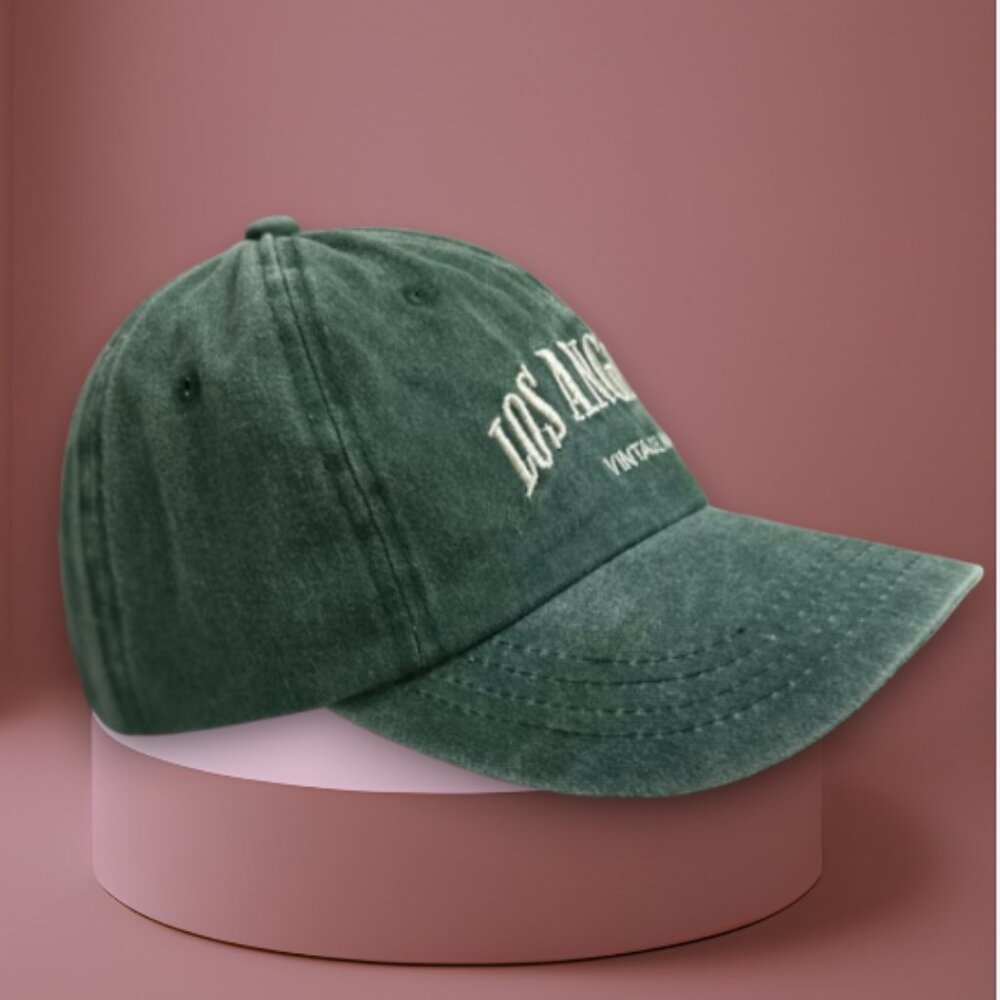 Unisex Green Baseball Cap with Embroidery "Los Angeles"